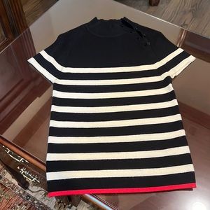 Maeve Anthro striped sweater with button collar